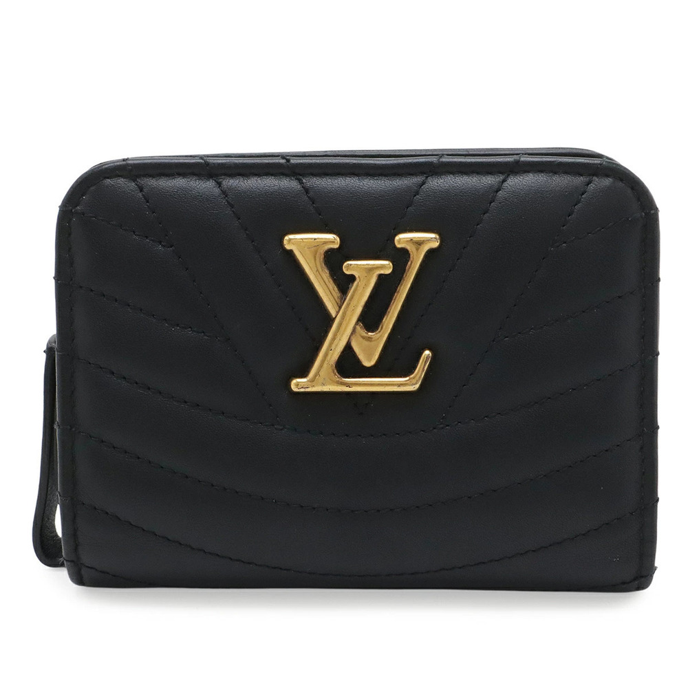 LOUIS VUITTON New Wave Zip Compact Wallet Bi fold Leather Noir Black